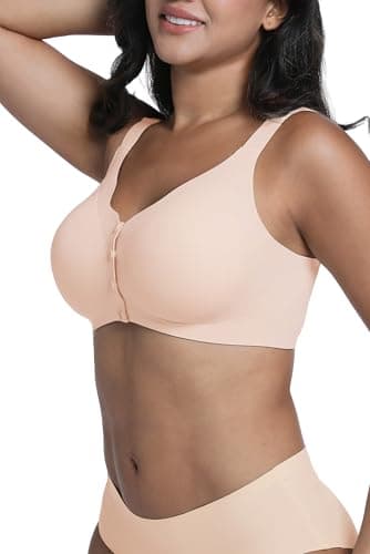 HiMONE Front Closure Push Up Bras for Women Wireless Full Coverage Bra Seamless Bras Comfort Lift Smoothing Bralettes for Women Supportive（Beige-XL） - Thumbnail 3