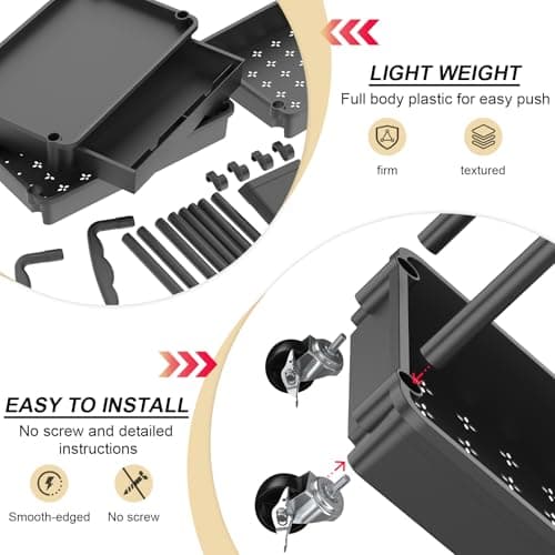 Goovilla 3 Tier Rolling Utility Cart Organizer with Removable Drawer, Stable and Sturdy Black Rolling Storage Carts with 2 Lockable Wheels for Bathroom, Kitchen, Snack, Craft, Makeup, Baby Essentials - Thumbnail 3