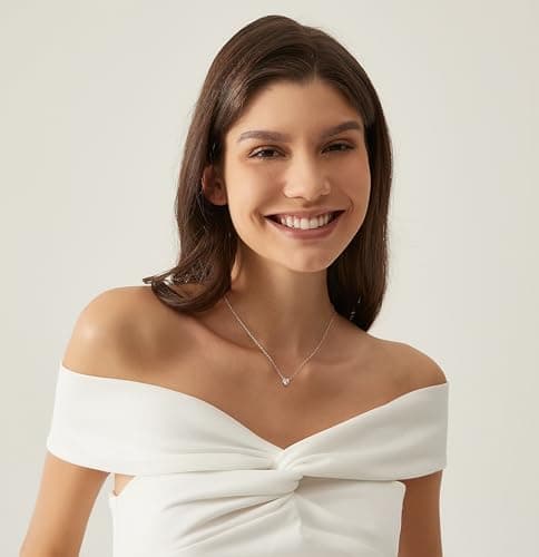 EAMTI 925 Sterling Silver Heart Necklace for Women Cubic Zirconia Necklace Halo CZ Pendant Dainty Jewelry Gifts for Women Extenders with Lobster Clasp Gifts for Women Anniversary Day/Valentine’s Day - Thumbnail 5