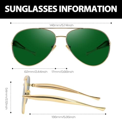 DreamCalf 2 Pack Gold Aviator Sunglasses for Women Polarized Trendy Designer Sun Glasses Metal Temples 2025 Fashion Shades - Thumbnail 3