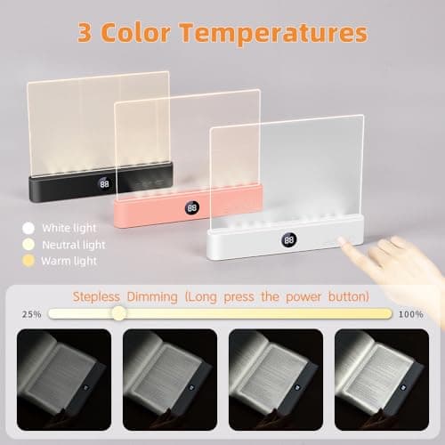 Choudao Tech LED Book Light and Night Light 2 in 1, 3 Color Temperatures & Stepless Dimming, USB Rechargeable Reading Light with Timer for Night Reading 1pc (Black) - Thumbnail 6