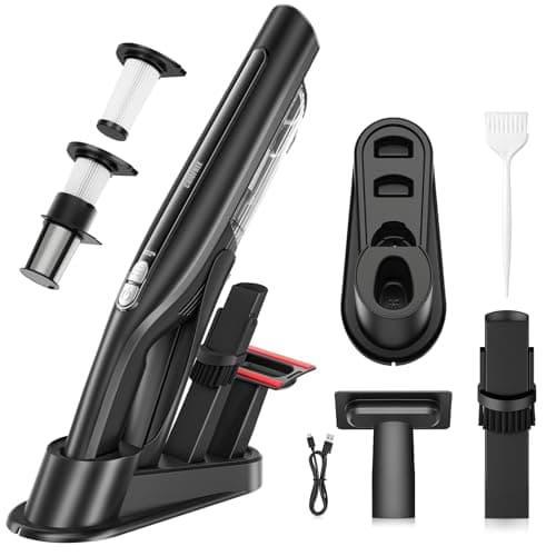 CUIOFREE Handheld Vacuum Cordless,24KPA High Power Car Vacuum with Brushless Motor,LED Light,Charging Dock,Rechargeable Hand Held Vacuum Cleaner with Reusable Filter for Car,Home,Office,Pet Pair,Black - Image 1