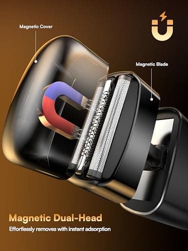 Electric Foil Shavers for Men: Mini Electric Razor with 3 Floating Blades, IPX7 Waterproof & USB-C Fast Charge Cordless Foil Shaver for Men with Travel Lock, Grooming Gift for Home & Travel - Thumbnail 6