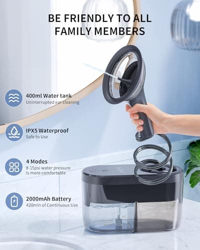 KAUGIC Water Powered Ear Cleaner, Electric Ear Wax Removal Kit, Ear Irrigation Kit with Sewage System and 4 Clean Mode, Safe and Effective Ear Flushing Kit for Adults with 3 Ear Tips - Black - Thumbnail 5