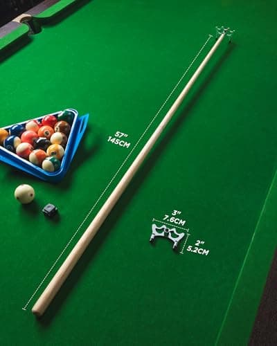 LOCKCUE 57" 2 Piece Pool Cue Stick, Maple Wood with Chrome-Plated Zinc Alloy Screw-on Billiard Bridge Head - Thumbnail 6