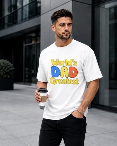 YTD Dad Graphic T Shirt for Men, Worlds Greatest Dad Shirt, Cotton Relaxed Fit Casual Gift Tee - Thumbnail 3