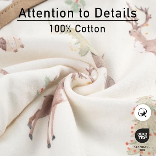 GLLQUEN BABY Swaddles for Newborns Organic Cotton, Soft Baby Swaddles 0-3 Months, Womb-Like Sleep Sack Wrap Nursery Swaddling Blankets Green Forest Deer - Thumbnail 4