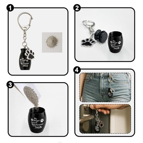 Eadabok Pet Memorial Frame with Collar Holder, Pet Picture Frame Memorial Gifts for Loss of Dogs, with 2 Pcs Dog Urns Keychain for Ashes - Thumbnail 5