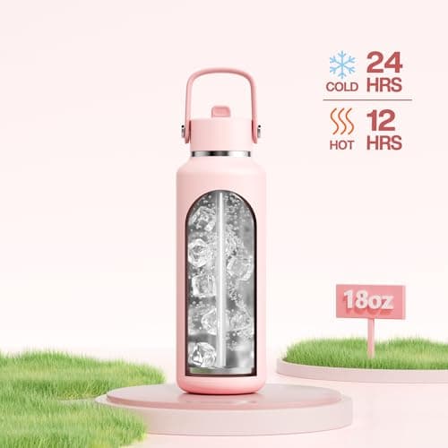 POWCAN 18 oz Water Bottle Insulated: Leakproof, Cold for 24H, CupHodler Friendly, Lid with Straw and Handle, Lightweight, Stainless Steel Water Bottle Kids for Camping, Gift for Girls (Cotton Candy) - Thumbnail 2