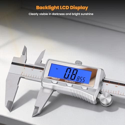 HARDELL Digital Caliper, Rechargeable Caliper Measuring Tool with Backlight LCD Screen, All Metal Calipers, Auto-Off Digital Micrometer, Inch/MM/Fraction for Household/3D-Printing-Rechargeable 6 Inch - Thumbnail 3