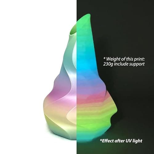 Rainbow Glow in The Dark 1.75mm Gradient PLA Filament with Smooth Surface, Bright Luminous Rainbow 3D Printer Filament, 1kg (2.2lbs) Plastic Spool 3D Printing PLA Filament Rod - Thumbnail 2