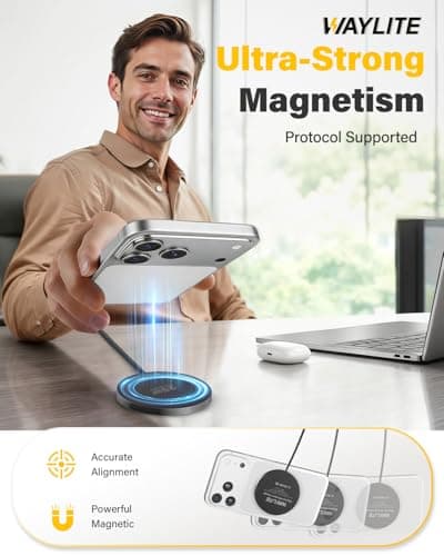 25W Wireless Charger for MagSafe, Qi2.2 Magnetic Fast Charging Pad for iPhone 17/16/15/14/13/12 Series&AirPods,Strong Magnet,Portable Wireless Charger for Travel Home Office,Elegant Black, 2Pack(6FT) - Thumbnail 4