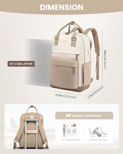 LOVEVOOK Travel Laptop Backpack Women, 17.3 Inch Anti-theft Laptop Bag with USB Port, Fashion Waterproof Computer Backpacks Teacher Nurse Backpack Purse for College School Work - Thumbnail 3