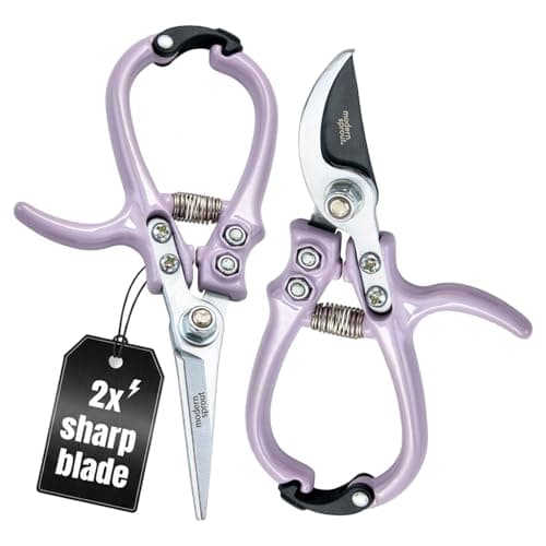 Modern Sprout Hand Pruners & Shears Set with Blister Pack - Lightweight Gardening Tools with Easy Lock - Sharp Carbon Steel Blades -Rust Resistant Scissors for Herbs, Flowers - Lavender - Image 1