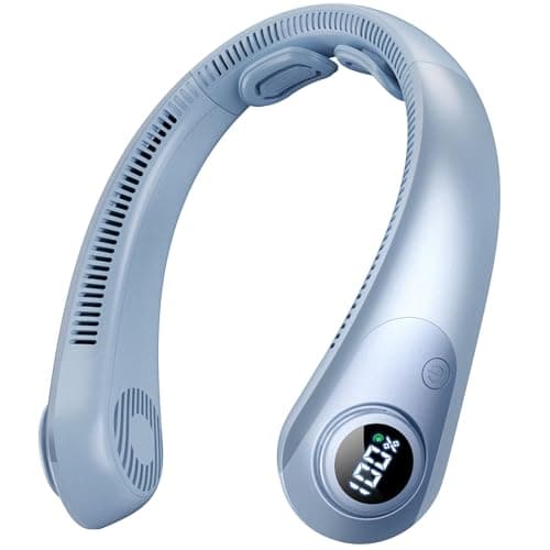 Portable Neck Fan that Blow Cold Air, LED Display, Rechargeable Hands-Free Wearable Cooling Personal Fan, 5 Speed, Neck Support, Bladeless Neck Air Conditioner, Gifts for Women/Men, Hot Flashes - Image 1