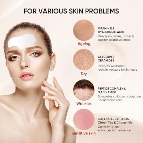 InfiniteRelax 12Pcs Forehead Wrinkle Patches for Women, Hydrolyzed | Collagen | Vitamin E | Aloe Vera to Reduce Wrinkles Forehead Wrinkles Treatment Overnight (Milky white) - Thumbnail 2