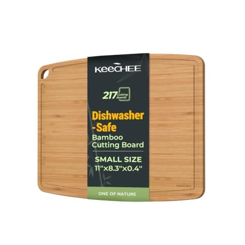 Keechee Dishwasher Safe Carbonized Bamboo Wood Cutting Boards for Kitchen with Juice Groove, Wooden Charcuterie & Chopping for Fruit, Vegetables & Cheese, Durable, Lightweight, Water-Resistant - Image 1