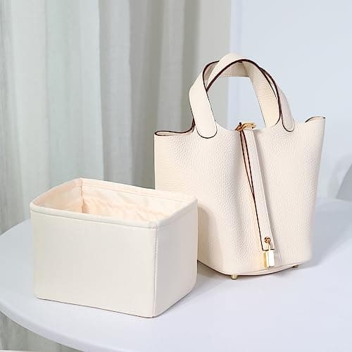 Purse Organizer Insert for Picotin 18/22, Satin Bag Organizer for Picotin Bags, Lightweight Purse Essentials for Women Luxury Handbags, Soft Touch Inner Liner with Multiple Pockets (Craie, PC22) - Thumbnail 6