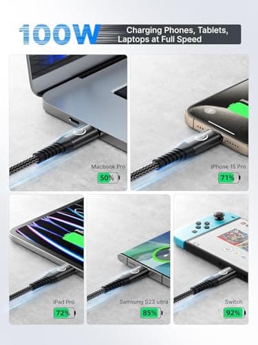 10FT USBC to USBC Cable 100W Fast Charging, Nylon Braided USB C to USB C Charger Cord Compatible with iPhone 17 Pro Max 16 15, MacBook Pro/Air, iPad, Samsung Galaxy S26 Ultra S25 S24, PS5, Switch - Thumbnail 3