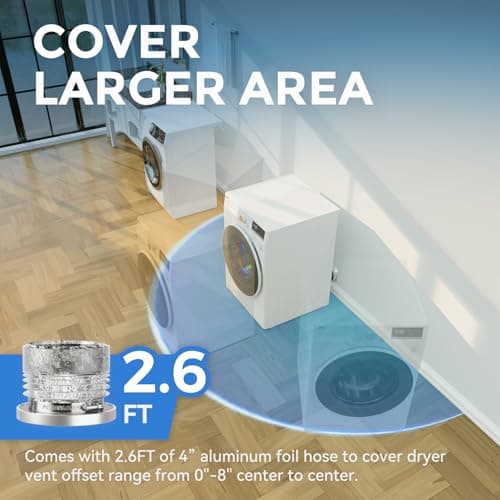 JEEVONY Magnetic Dryer Vent Coupling DV180 Airtight Seal Dryer Vent Connector Kit Easy to Clean Quick Connector Including a 2.6ft 4" Duct and two Clamps - Thumbnail 3
