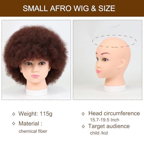 LQVEAIR Brown Afro Wigs for Women Small Size Adjustable Afro Kinky Wig 115gram Synthetic Disco Wigs For Daily Cosplay Party (Small,33#) - Thumbnail 4