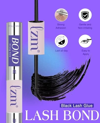LZM Bond and Seal Lash Glue Long-Lasting 72H Lash Bond and Seal Waterproof Strong Adhesive Easy to Use Eyelash Cluster Glue (5ml+ 5ml 13) - Thumbnail 2