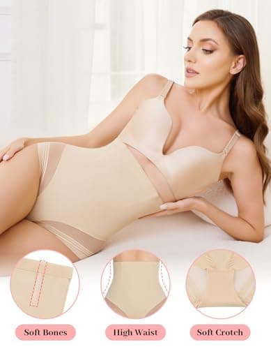 FVACPJ Shapewear Tummy Control Underwear - High Waisted Shapewear Panties Compression Body Shaping Briefs Girdle Panty Nude - Thumbnail 5
