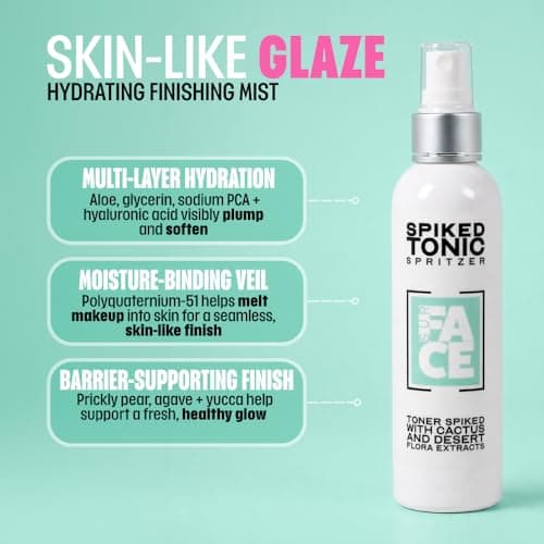 Surface Hydrating Face Toner with Hyaluronic Acid, Willow Bark, Tea Tree, Prickly Pear and Aloe – 2-in-1 Toner and Finishing Glaze for Dewy, Glazed Skin – Spiked Tonic – 4 oz - Thumbnail 2
