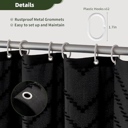 Siiluminisoy Stall Shower Curtain 36x72 Black Boho Shower Curtain Small Cloth Shower Curtains for Bathroom Decor - Thumbnail 6