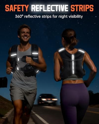 Renoj Weighted Vest for Women Men: Available in 6lb/8lb/10lb/11lb/12lb/14lb/16lb/20lb Fixed Weights for Walking, Running, Training, Exercise, Weight Loss - With Reflective Strips and Storage Pocket - Thumbnail 5