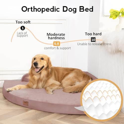 MEKIY Large Orthopedic Dog Bed with Sides XXXL Dog Beds with Removable Washable Cover Non-Slip Waterproof Pet Bed for Extra Large Dogs - Pink XXXL - Thumbnail 2