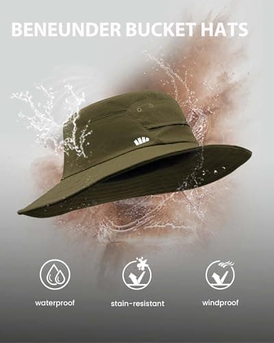 BENEUNDER Wide Brim Sun Hats for Men UPF50+ UV Protection Fishing Travel Outdoor Beach Vacation Hiking Green - Thumbnail 4