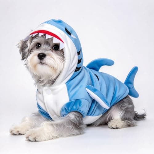 NACOCO Dog Shark Costume Cute Pet Clothes Halloween Holiday Coat Hoodie for Cats and Dogs (Blue, S) - Thumbnail 2