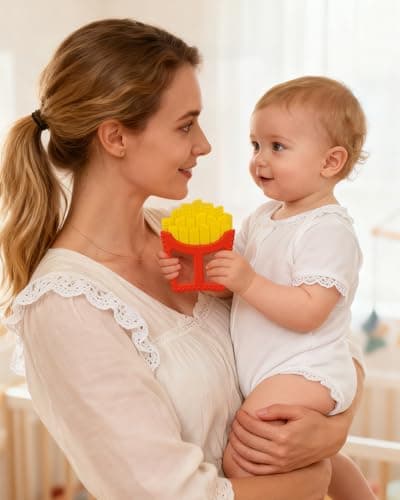 Chuya French Fries Teething Toy for Infants 0-18 Months, Silicone Baby Teether with Easy-Grasp Design, Sensory Toys Teething Relief,Gift for Boys Girls - Thumbnail 6