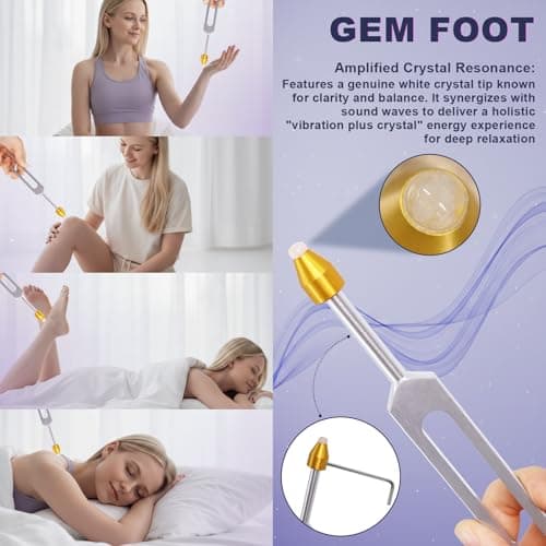 Tuning Forks for Healing Set – 128Hz 136.1Hz 256Hz 384Hz Weighted & Unweighted Sound Healing Tuning Forks for Chakra Balancing, Meditation, Yoga & Relaxation with Activator, Gem Feet & Storage Pouch - Thumbnail 6