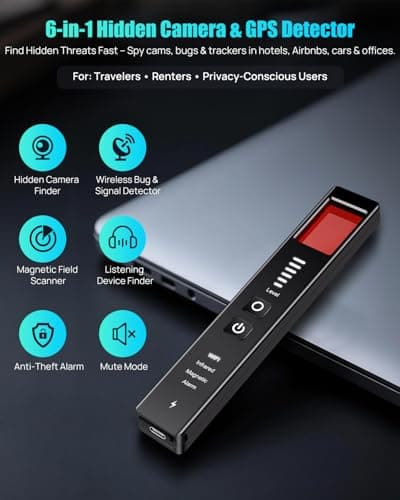 COTINSE Hidden Camera Detectors for Travel, Spy Camera Finder, Portable Hidden Bug and Camera Detector, GPS Tracker Detector with 6 Levels Sensitivity for Hotel, Car, Office, Airbnb - Thumbnail 2