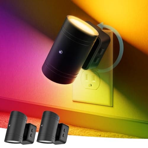 Briignite Night Lights Plug into Wall, 10-Color Changing RGB Night Light for Kids,180° Rotatable Plug in Nightlight with Dusk to Dawn Sensor for Bathroom Decor, Children Room, Gift-2 Pack - Image 1