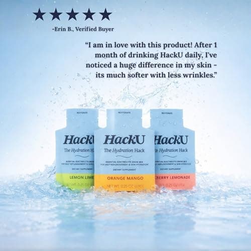 HackU Sugar-Free Electrolyte Packets for Body and Skin Hydration Support | Variety Pack | 10ct | Drink Mix - Thumbnail 3
