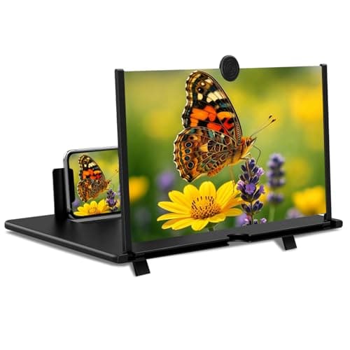 Pibkay 12 Inch Phone Screen Magnifier, Foldable Cell Phone Screen Magnifier, Pull Out Phone Screen Amplifier for Movies, Video, Gaming, Compatible with All Smartphones (Black)