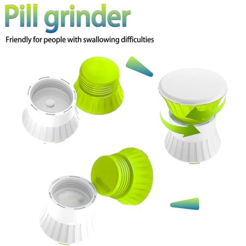 Pill Crusher Cutter Splitter for Large and Tiny Pills 3-in-1, Pill Grinder with Small Medicine Pill Organizer,Pill Crusher Fine Powder,Portable Travel Sized(Green) - Thumbnail 4