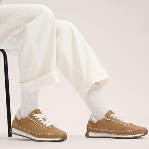 Vilanva Women's Camel Fashion Sneakers Casual Tennis Shoes with Non-Slip Retro Gum Sole Ladies Walking Trendy Footwear Size 10 - Thumbnail 6