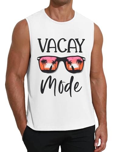 Gentlewarm Tank Tops for Men Palm Graphic Muscle Mens Shirts Casual Quick Dry Sleeveless Running Tank Top White - Image 1