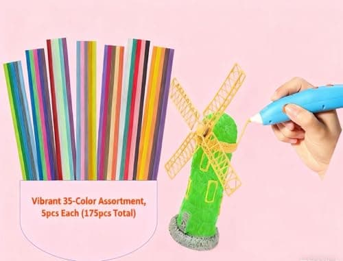 35 Colors 3D Printing Pen Filament Refills Packs - Low - Non-Toxicpizimae Temperature PCL Filament, is only Fit for 3Doodler Start+ pens,2.5mm Diameterx15.2cm Length, Each Color 5pcS Total 175pcs - Thumbnail 5