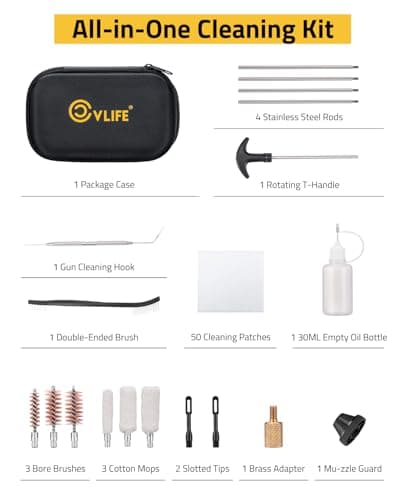 CVLIFE Shotgun Cleaning Kit for 12 Gauge, 20 Gauge, 410 Gauge– Gun Cleaning Kit with Bronze Bore Brushes, Cotton Mops, Cleaning Patches, Picks and Portable Case - Thumbnail 2
