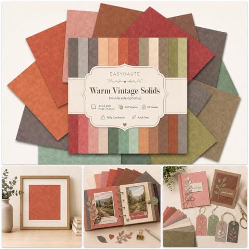 Aesthetic Paper Pad for Journaling 6x6 Double Sided, Warmth Patterned Paper Pack - Decorative Craft Cardstock & Scrapbooking Supplies for Card Making, Junk Journal Ephemera, Mini Albums