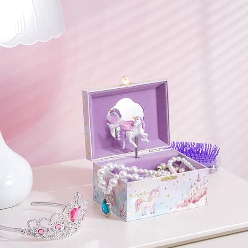 ProCase Unicorn Jewelry Box for Girls, Kids Musical Jewelry Boxes with Spinning Unicorn Doll, Birthday Gifts for Little Girls Children Toddler Ages 3 4 5 6 7 8 -Pink (Box Only) - Thumbnail 5