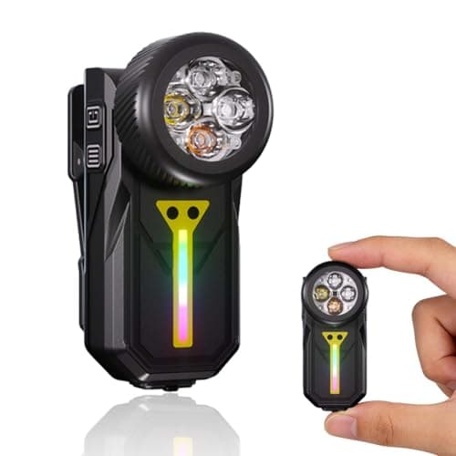 BESTRU Pro S EDC Flashlight Clip-on Light, 600 Lumens Type-C Rechargeable with White LED, UV and RGB, Magnetic Hands-Free Flash Lights for Work, Signaling, Inspection (Black)