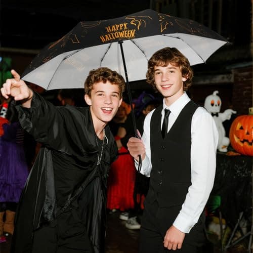 Natuquebrela Folding Portable Umbrella for Travel - Auto Open Close Wind Proof Umbrellas for Rain Goth Vintage Halloween Decor Packable Backpack Umbrella - Thumbnail 2