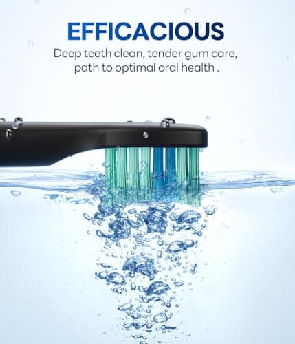 Bymore Electric Toothbrush for Adults, Sonic Rechargeable Toothbrush with 8 Brush Heads, 330-Day Battery, 5 Cleaning Modes & 2-Min Timer, Travel-Friendly Ultra Clean Design – Black - Thumbnail 5