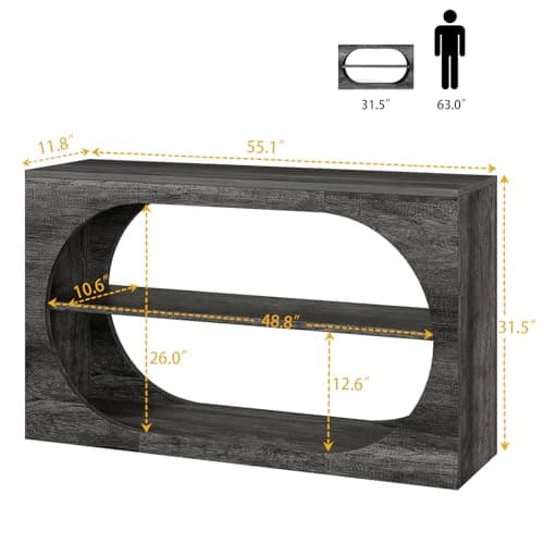 Tarnorci Console Table, 55-Inch Entryway Tables 3-Tier Wood Narrow Sofa Tables for Living Room Foyer Table for Entryway, Hallway, Entrance - Thumbnail 2